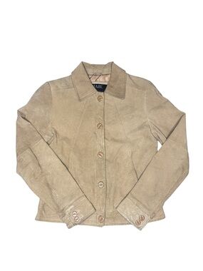 Vintage Marc Florence Beige Suede Leather Jacket - Size S